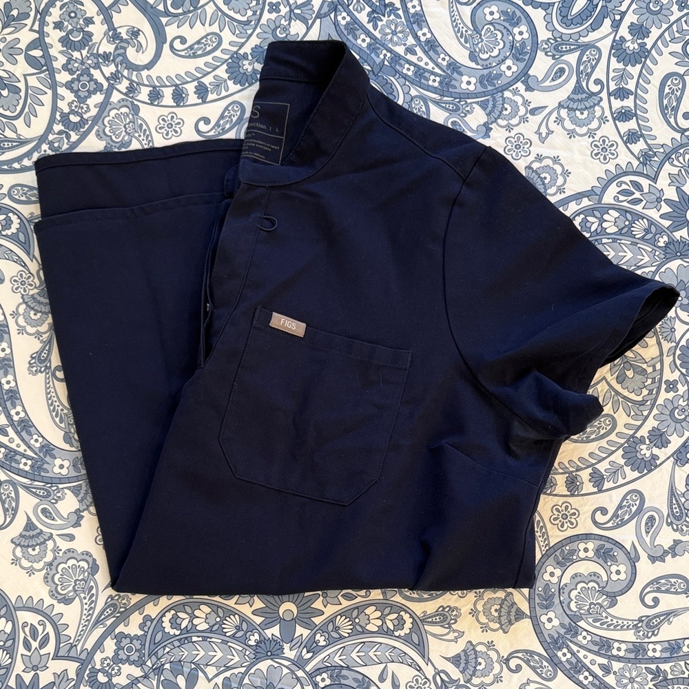 Figs Women's Maternity Navy Blue Tunic Scrub Top